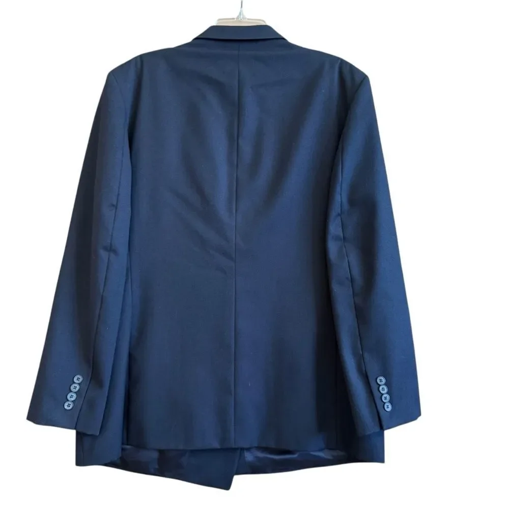 Elegant Black Double-Breasted Vintage André Villard 100% Wool Men’s Blazer